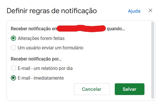 Notificações no Google Planilhas Notificações no Google Planilhas